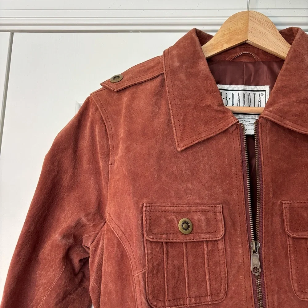 Vintage Genuine Suede Leather Belted Coat Western Cowboy Rodeo Biker Grunge Boho - Picture 2 of 11